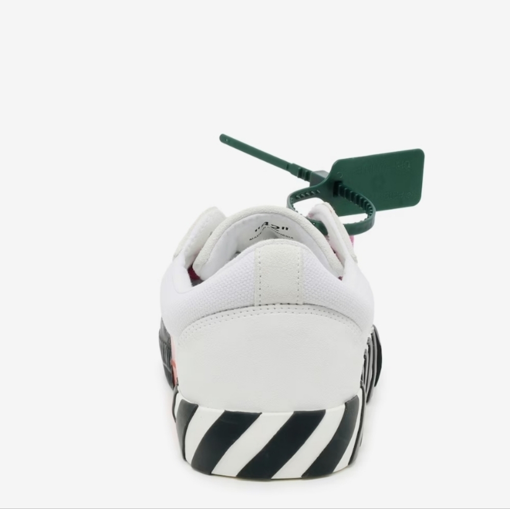 OFF WHITE, Low Vulcanized Sneaker, Men's, White/Magenta/Lime Green Canas & Suede - Picture 5 of 16